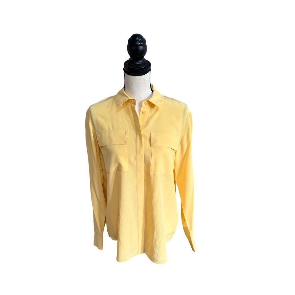 Lafayette 148 New York Womens Small Sunglow Yellow Silk Utility Blouse NWT
